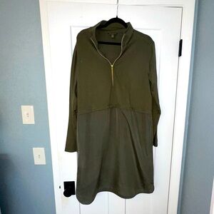 Women's Tommy Bahama Olive Henley Quarter Zip Long Sleeve Dress - Large